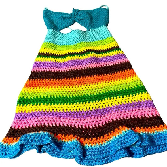 Crochet by Sharon Dresses & Skirts - NEW Women’s Crochet Boho, Beach, Lounge, Party, Backless Dress Size M/L